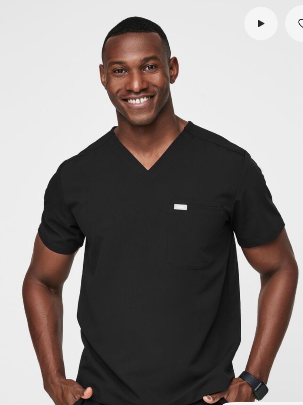 Figs Men’s Black Leon Three Pocket Scrub Top Large